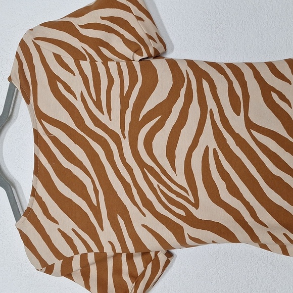 Animal Print NEW Brown Tan Academia Waist Tie Party Maxi Dress Size XS - Picture 8 of 10